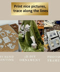 Gold Tin Foil Craft Kit with 15 dual-sided aluminum sheets, DIY hand painting, 3D ornament, and photo frame on display