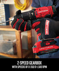 V20 Cordless Hammer Drill Kit With Half Inch Ratcheting Chuck, 25,500 BPM, 280 Watts Out, Two 2Ah Batteries, Dual Speed