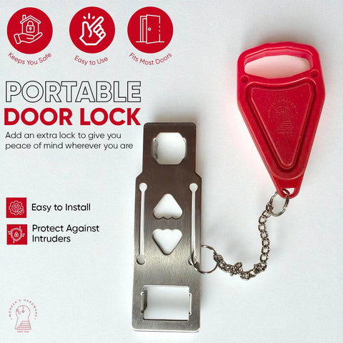 Portable door lock for extra security and privacy while traveling portable travel lockdown prevent entry and keep your family safe red