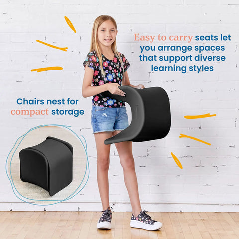 Wave Seat Perch Stool 14 To 15.1 Inch Seat Height Flexible Seating For Classrooms Black 2 Pack Kid Friendly Ergonomic Multi Mode Stool That Evolves From Inverted Rocker To Saddle Seat To Perch