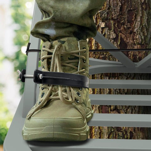 Elastic Rope Climb Stirrup Set For 1 Inch Square Tube Brackets in use on tree stand for stability and secure climbing
