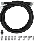 70 Inch 6AN Black Braided Transmission Cooler Lines Kit For GM Chevy Ford Turbo 700R4 4L60E 4L65E 4L80E Heavy Duty Hose Fittings