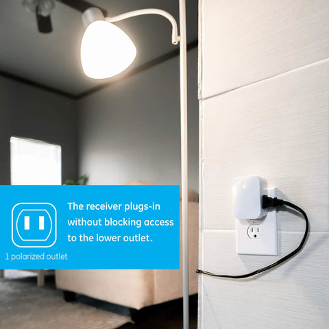 Wireless Remote Light Switch With Plug In Receiver, One Outlet, On Off Control For Lamps And Indoor Lighting on wall outlet