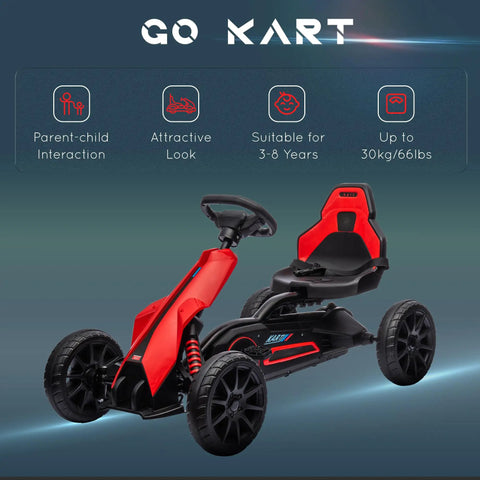 Kid Pedal Go Kart For Outdoors With Adjustable 4 Position Seat Swing Axle Handbrake And Non Slip EVA Wheels Ride On Toy