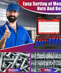 64 Piece Thread Checker Kit with 36 standard and 28 metric sizes in black case, shown with a person giving a thumbs up.