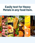 Variety of foods including meat, pasta, and drinks showcasing options for Heavy Metal Test Kit Straight Up Easy Detection for Lead Mercury Cadmium Chromium in Food and Water Quick Results Home Test No Lab Hassle Necessary.