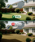Lawn before and after using Lawn Aerator For Clay Soil With Kick To Unclog Easy Clear Design And Bolt On Base That Never Breaks