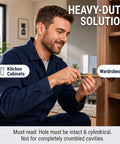 Man fixing wardrobe with Thirty Five Pack Heavy Duty Self Expanding Metal Anchor Screws Tough Zinc Steel Plugs.
