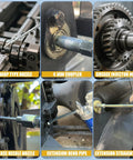 PAIGOIN grease gun kit; collage of pistol-grip gun with hoses, coupler, adapter, two needle tips, two extension tubes