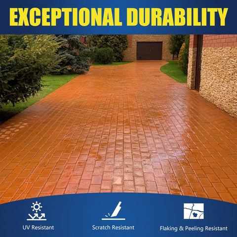 Heavy Duty Super Wet Look Stone And Concrete Sealer One Gallon protects a brick driveway with a glossy finish.