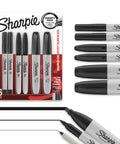 Badass Permanent Marker Variety Pack with Chisel Fine and Ultra-Fine Tips in Jet Black for 6-Count School Office and Poster Projects Featuring Quick-Dry Ink That Sticks Anywhere Without Fading and Keeps Your Creations Looking Fresh displayed in package with different tip sizes.