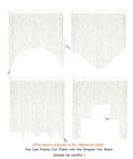 Beaded Curtain Door For Privacy And Boho Vibe, Tassel Fringe String Curtain For Doorways And Hallways, Ivory 39W X 79L, 100 Percent Polyester, Eco Friendly DIY Cuttable And Easy Install, Ideal For Bedrooms And Closets, diagram showing customizable shapes