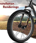 Fat Tire MTB Front Suspension Fork 26 Inch, 100mm Travel, 135mm Spacing, 9mm QR installed on bike in outdoor setting