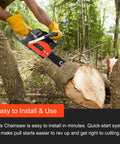 Powerful 62cc Gas Chainsaw With 20 Inch Bar For Real Tough Jobs Like Farm Clearing And Tree Trimming, 3.5 HP 2-Stroke Handheld Beast With Up To 12,000 RPM For Fast, Smooth Cuts in use cutting a log in a forest setting.
