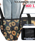 Huge Mesh Beach Bag For Women With Zipper Pocket Sandproof Pool Cruise Tote with sunflower design and strong straps