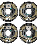 Four self-adjusting electric trailer brake assemblies (10 x 2-1/4 in) with 4-hole mounting backing plates