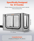 3D Printer Enclosure With Ventilation And LED, Dustproof Waterproof Large 600D Oxford Cloth Tent for Bambu Lab A1 Combo