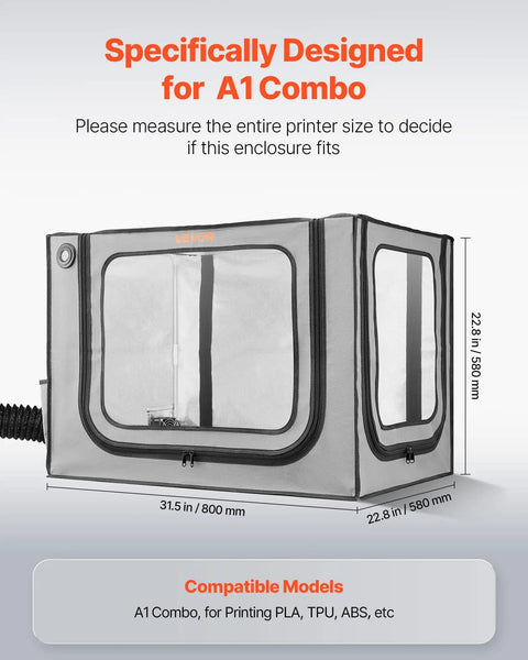 3D Printer Enclosure With Ventilation And LED, Dustproof Waterproof Large 600D Oxford Cloth Tent for Bambu Lab A1 Combo