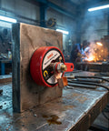 Super Tough Magnetic Welding Ground Clamp With Heavy Duty Alloy Steel Build And Epic 30kg Suction Power Plus Durable Anti-Collision Shell Made Perfect For Pro Pros And DIY Heroes Doing Serious Welding Projects On Any Metal Surface In The Shop, shown on steel block.
