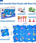 Puzzle Racer Kid Friendly Cars Track Set For Ages 3 To 5 Large 12 Piece Puzzle With Cars Airplane And Dinosaur Pieces