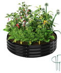 Beefed Up Round Galvanized Metal Planter Kit For Raised Garden Bed 2x2x1ft Outdoor Box In Black With No Sharp Edges And Weatherproof Durability