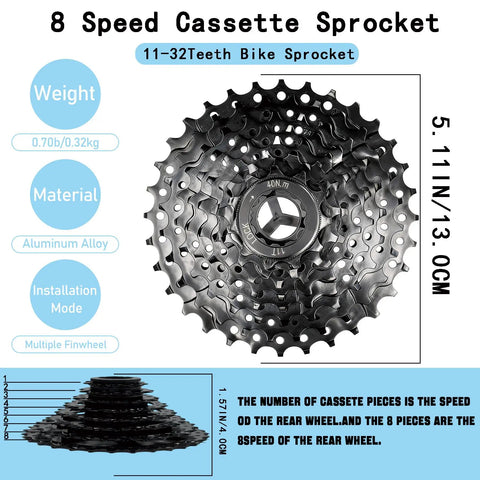 8 Speed Bicycle Cassette 11 32T For Mountain Road Folding And Commuter Bikes Durable Nickel Plated Steel smooth shifting