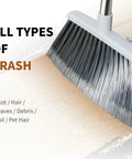Adjustable 55 Inch Outdoor Broom For Pet Hair Removal And Heavy Duty Floor Cleaning Indoors And Outdoors with split-tip bristles sweeping trash