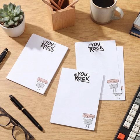 Funny 50 Sheet Paper Pad You Rock Tearable Notepad To Do List Memo Pad 5.9 By 7.8 Inches on office desk
