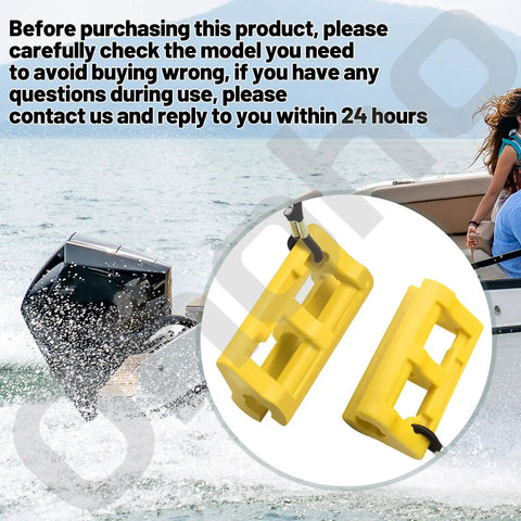 4 Inch Outboard Motor Steering Lock With Hydraulic Cylinder Stops For Boat, Universal Fit, Yellow in packaging with water backdrop