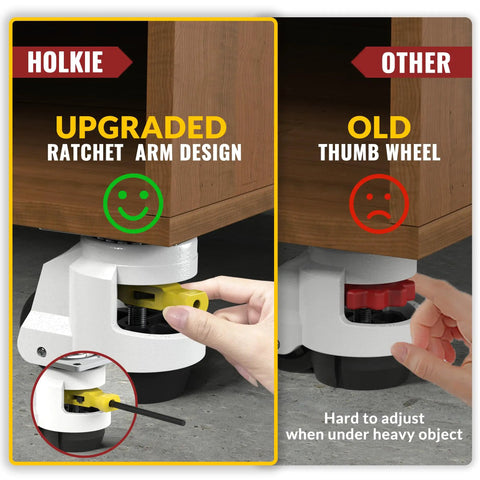 Leveling Casters With Ratchet Handle For Heavy Duty Gear Set Of 4 2600 Lbs Total Capacity Industrial Caster Wheels comparison