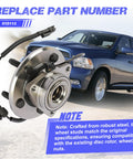 Heavy Duty Front Wheel Hub Bearing Assembly With ABS For Ram 1500 2006 2007 2008 2009 4 Wheel ABS Compatible 5 Stud Front Wheel Replacement OE Style Fits 515113 52070323AG 52070323AH 52070323AF next to parked truck