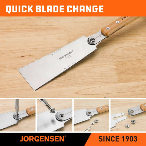 Ryoba 7 Inch Double Edge Japanese Pull Saw for Pro Grade Fine Woodworking, Flush Cuts with Smooth Chip Removal, Geometric Teeth, Two Sided Blade for Versatile Detail Work, Trim and Craft Projects Made Easy, quick blade change