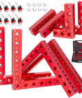 Corner Clamp Set For Woodworking 8 Piece Aluminum Alloy 90 Degree Right Angle Clamps With 5.5 Inch And 3.14 Inch Squares Includes Storage Box For Cabinets Frames And Drawers. Red aluminum corner clamp set with storage case
