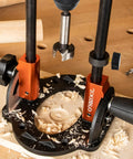 Portable Multi Angle Drill Guide With 60 Degree Adjustable Stand in use on wooden surface showing precise alignment and drilling
