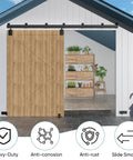 Outdoor Heavy Duty Exterior Barn Door Hardware Kit With Box Rail System For One Door Not Included 450 Lbs Capacity Black Weather Resistant Finish Ideal For Sheds Garages Stables And Outdoor Barns on a shed door