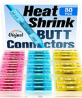 Oiojuct heat shrink butt connectors set, 80 pcs, color-coded pink/blue/yellow for marine and automotive wiring