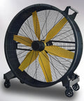 Heavy Duty Metal Floor Fan High Velocity Airflow Beast With 360 Degree Adjustable Tilt Shop Ready Cooling Machine mounted on wheels.