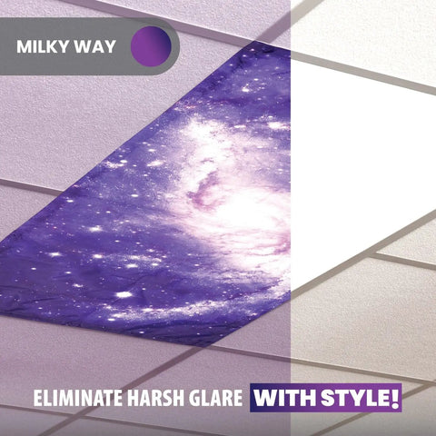 Milky Way Magnetic Fluorescent Light Covers for Ceiling Lights 2 by 4 Feet, installed on a ceiling