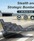 One To Two Hundred Scale B Two Spirit Stealth Bomber Model Kit With Movable Landing Gear For Collectors And Display on runway
