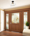 Dope Oil Rubbed Bronze Modern Farmhouse LED Flush Mount Light With Clear Glass Shade in an entry hallway setting