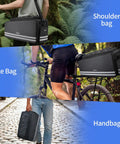 40L Bike Trunk Bag For Rear Rack With Foldable Panniers Ebike Battery Compatible Bag shown as shoulder bag, bike bag, and handbag