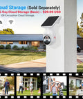 No Brainer Solar Powered Wireless Security Camera With 1080p HD, AI Human Detection installed on outdoor wall