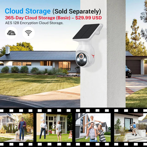 No Brainer Solar Powered Wireless Security Camera With 1080p HD, AI Human Detection installed on outdoor wall