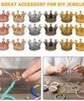 30 Pieces Mini Crown Charms Set For Crafters Mixed Color Vintage 3D Alloy King Crowns Beads Large Hole Spacer Beads For DIY Jewelry