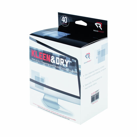 Two Step Screen Kleen Wet And Dry Cleaning Wipes For Monitors And TVs 5 X 5 Inch 40 Per Box in packaging