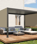 Canopy Replacement For 17x6.8 Ft Outdoor Pergola Gazebo Shade Cover Waterproof Top Khaki Cover Only For Patio Porch