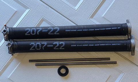 Heavy Duty Garage Door Torsion Springs Set 207 X 2 In X 22 In With Winding Bars Left And Right Pair Black Coated Corrosion Resistant