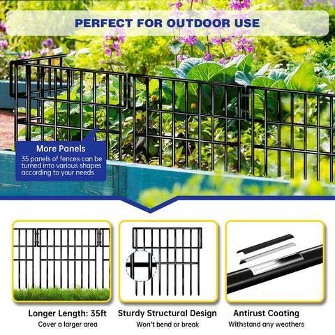 Installed 27 Ft Long 13 Inch High No Dig Garden Border Fence Kit With 25 Panels Rustproof Metal Pet Barrier