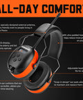 Upgraded Bluetooth Hearing Protection Headphones With AM FM Radio, 31 SNR Noise Reduction, adjustable headband, orange