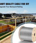 One Eighth Inch 500 Ft Stainless Steel Wire Rope Cable 316 Marine Grade Braided Aircraft Cable 1x19 on wooden reel